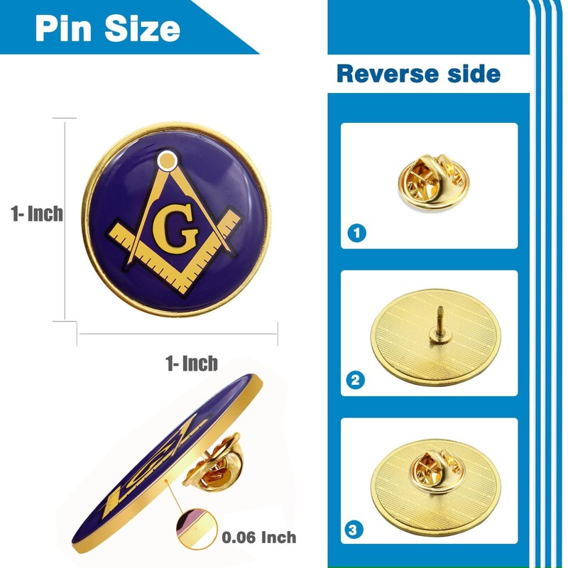 12/24/50/100Pcs Masonic Flag Lapel Pins Bulk - Metal Free Freemasonry