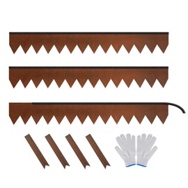 Worth Garden 3-Pack Corten Steel Landscape Edging with Black Protection Strips - Rust Patina Finish 40" L x 5.5" H (10Ft Total) - Hammer-in 14-Gauge Metal Corten Lawn Yard Edging Border w/ 4 Clips