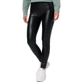 Nur Die Women's Leggings in Leather Look Relax & Go Faux Leather High Waist Treggings with Soft Inner and Waistband, black