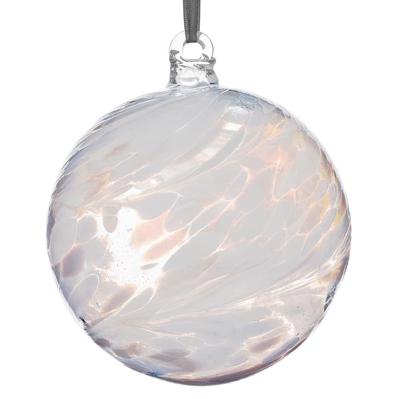 Sienna Glass Engagement Gift Friendship Ball, 10cm, white, gift boxed