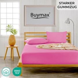 Buymax® Fitted Sheet, 70 x 140 cm, 100% Jersey Cotton, for Cot, Baby Bed Sheet, Mattress Height Up to 15 cm, Dusky Pink
