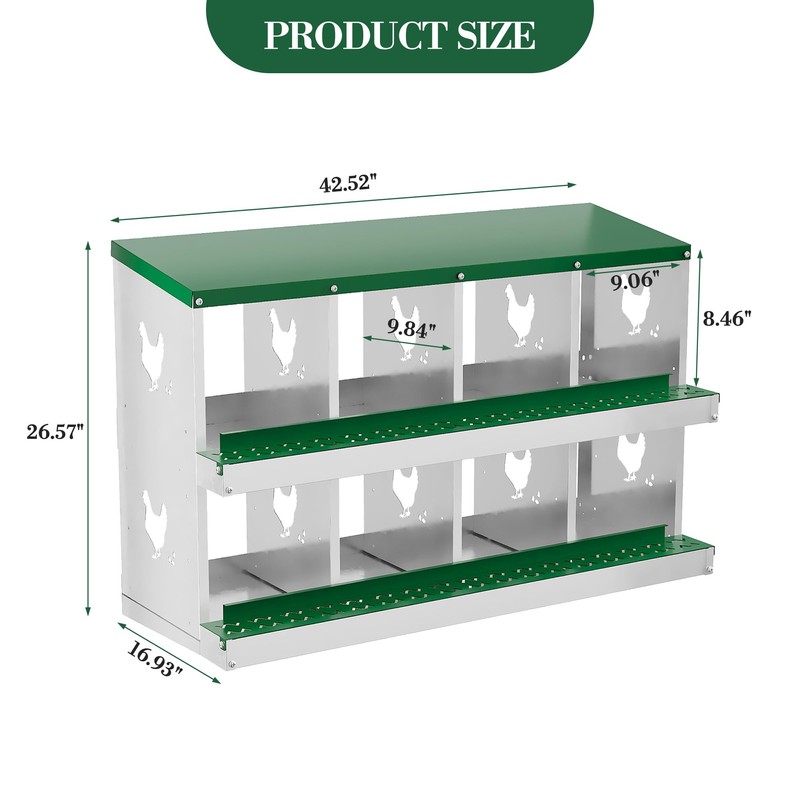 Garvee ‌Galvanized Steel Chicken Nesting Box with Roll Out Egg
