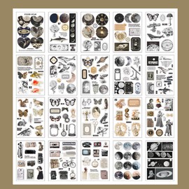 HVQKKYBXU 177 pcs Moon Vintage Scrapbook Stickers Paper Pack Astronomy Moons Scrapbooking Deco for Scrap Book Decorations Notebook Journal DIY Art Craft Card Making Supplies