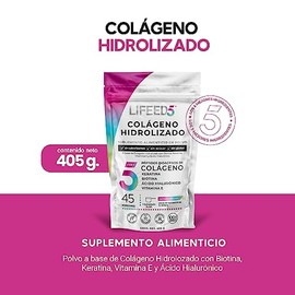 LIFEED Suplemento Alimenticio a base de Beauty Colágeno en Polvo, 405 g | Rinde 45 porciones. Fórmula con vitamina E, biotina, ácido hialurónico, colá