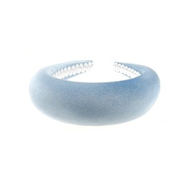 Glamour Girlz Womens Occasion Wedding Bridal Evening Wide High Bump Padded Velvet Velour Hair Headband Alice Band (Baby Blue)