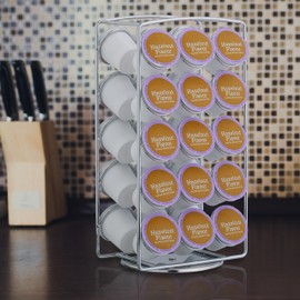 Relaxdays Capsule Holder Compatible with Keurig K-Cups, Capsule Storage 30 Capsules, H x W x D: 30.5 x 16 x 12.5 cm, Silver