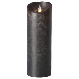 Sompex LED-Kerzen mit flackernder Flamme, Echtwachskerze, batteriebetrieben, Timerfunktion, Adventskranz, Flackerlicht, anthrazit, 0 x 8 x 23 cm