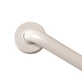 Maykoosh Rococo Romance Straight Vinyl Coated Grab Bar with Safety Grip and Cover Flange - 1 1/4" Diameter - Size:18" Color: Glossy White