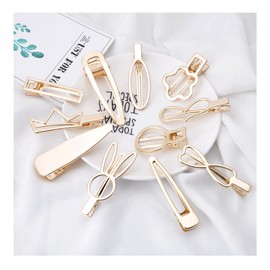 Yurosiay Pack of 11 Women's Hair Clips Metal Simple Fashion Hair Clip Hollowed Gold Geometric Hair Clips Hair Pin Pony Duck Beak Clips Women's Hair Clips DIY Hair Clips for Women
