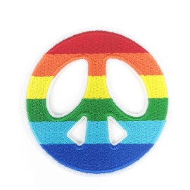 Unbranded Colorful Rainbow Peace Sign Patch Iron-On/Sew-On Embroidered Applique 2868