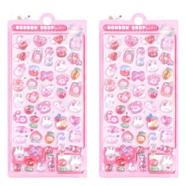 100pcs 3D Stickers, Puffy Stickers for Children Pink Sticker Pack, Sticker Sheets Apply to for Scrapbooks, Planner Journals Laptops Phone Case Decoration, Diverse Craft Accessories
