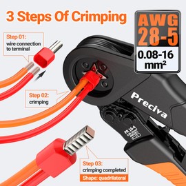 Preciva Ferrule Crimping Tool Kit with Portable Suitcase, Square Crimping Pliers for AWG 28-5 Ratchet Crimper with 1300 PCS Single & Dual Ferrule Connectors Wire Ferrules Terminals Kit
