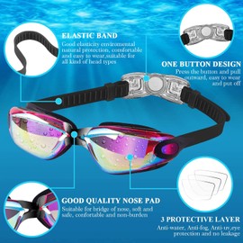 COOLOO Kids Swimming Goggles, 2 Packs Crystal Clear Swim Goggles for Kids, Children, Boys, Girls, and Teens Age 3-16, Anti-Fog, Waterproof, No Leaking
