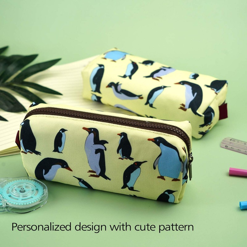 LParkin Penguins Canvas Pencil Case Pen Bag Pouch Stationary Case