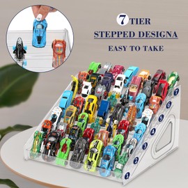7-Layer Matchbox Car Display Case – Transparent Acrylic, Holds 63 Cars, Ideal for Collecting and Organizing 1:64 Scale Toy Cars (Transparent)