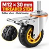 4 Inch Rubber Swivel Caster with Brake, M12 x 30