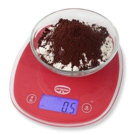 Dr. Oetker Digitale Backwaage 22cm, Küchenwaage mit großem und gut lesbarem Display, präzise Einteilung in 1g-Schritten, hoher Bedienkomfort durch Sensortasten, (Farbe: rot), Menge: 1 Stück