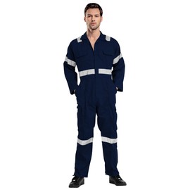 ProMaxFit Men's Long Sleeves Coverall Boiler Suit for Workshop Mechanics - Overall Cotton Blend Jumpsuit for Painters, Welders and builders.