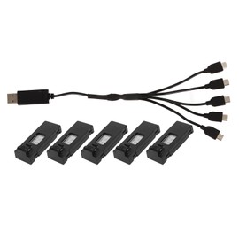 VBESTLIFE 5Pcs Drone Lithium Battery 3.7V 1800mah Remote Control Aircraft Model Accessories with Charging Cable
