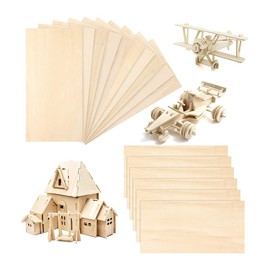 Tiardey 10 Pcs (200 x 100 x 2 mm) Balsa Wood Sheets Thin Balsawood Sheets Unfinished Plywood Board for DIY Wooden House Aircraft Ship Boat Model Projects