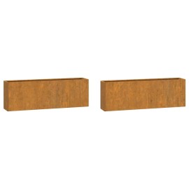 Brown Wall Planters Rusty Corten Steel 20.9"x3.9"x6.7" 2-Piece Garden Ornamentscolor: Brown1
