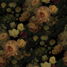 VEELIKE Muted Moody Wallpaper Peel and Stick Vintage Roses Floral Wallpaper for Bedroom Accent Wall 17.7''x118'' Removable Dark Flower Wall Paper Self Adhesive Floral Contact Paper for Cabinets Drawer