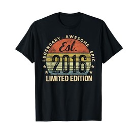 Est 2016 Limited Edition 9th Birthday Gifts 9 Year Old T-Shirt