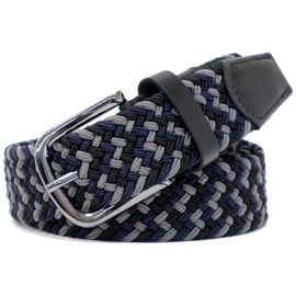BEEL Band, Elastic Mesh Belt, Elastic Belt, Men's, Women's, Business, Casual, Stretchable, Braided, No Holes, Gray/Black