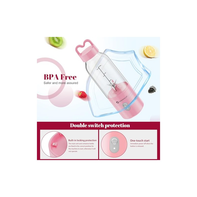 HOMEXUP Portable Personal Blender - Ideal for Smoothies & Juices