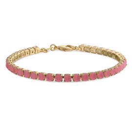 Bling Jewelry Classic 12CTW Cup Set Solitaire Round Cubic Zirconia Cabochon Simulated Topaz CZ Blue Tennis Bracelet for Women 14K Gold Plated 7.5 Inches, Stone Metal, Cubic Zirconia