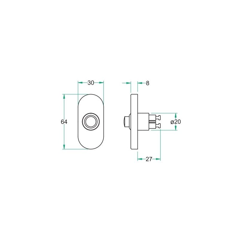 Aperit 49.911.05 Oval Doorbell 64 x 30 mm Stainless Steel