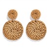 Rattan Earrings for Women Handmade Lightweight Wicker Straw Stud Earrings