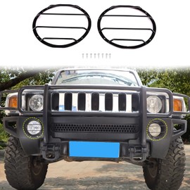 Lcojicep Front Fog Light Lamp Frame Trim Cover fit for Hummer H3 2005-2009,Lamp Hoods Guard Decorative ， Car Accessories，Car Headlight Guards Light（1Pair, Black）