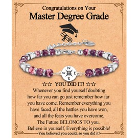 FIEEFX Master Degree Graduation Gifts for Her Women Graduation Gifts Class of 2024 Compass Bracelet Jewelry with Graduation Card for Her Women Daughter Granddaughter Niece Friends