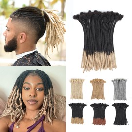 Vecago 12 inch 50 Strands Loc Extensions Human Hair, 0.4cm Width 100% Human Hair Dreadlock for Men/Women, Can be Dyed Soft Dreads Extensions,1B/613