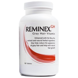 Reminex GH Anti Gray Hair Vitamins - 90 Supplements Hair Supplement Enriched with Saw Palmetto Extract Restores White Hair to Healthy Natural Color (Pack of 1 Bottle)