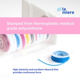 LA MIERE 1 Roll Orthodontic Rubber Chains, Braces Power Chains consisted force in closed, short, long 15'' spools (short, 0.136’’(3.3mm), Prussian blue)