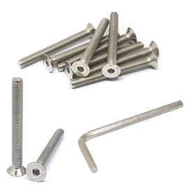 iexcell 10 Pcs M8 x 75mm Thread Pitch 1.25 mm Stainless Steel 304 Hex Socket Flat Head Cap Screws Bolts Kit