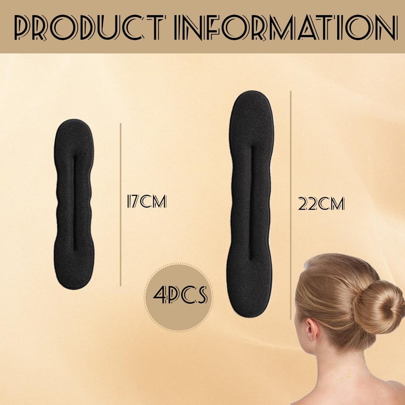 GGUFAY 4 Stück Haare Frisuren Set, Haarknotenformer, Duttkissen, Bun Maker
