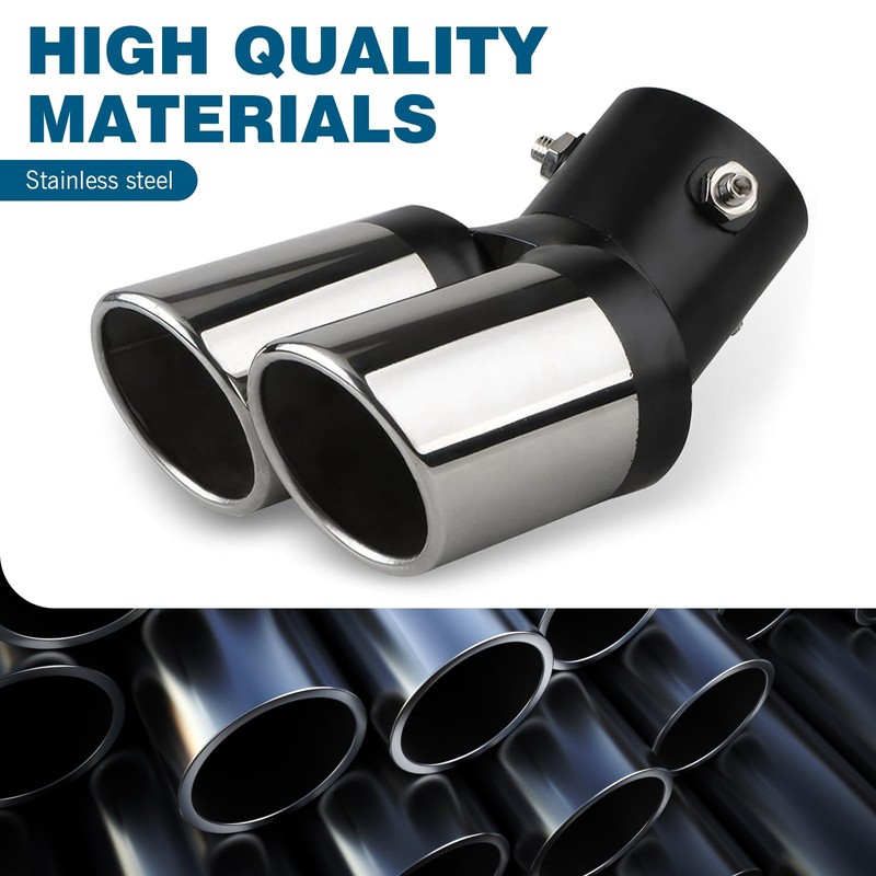 Zikefest Dual Exhaust Tips, Double Outlet Bending Muffler Exhaust, Stainless