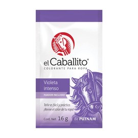 el Caballito, el único Colorante en Polvo para ropa color Violeta intenso ¡Revive y cambia el color de tu prenda favorita! Sobre con 16g