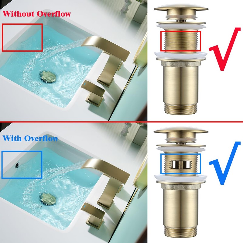 RANDOM Brushed Gold Brass Bottle P Trap Kit with Overflow.RD83888BG-L-S6