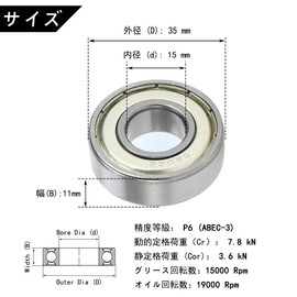 Saipor 4pcs 6202ZZ Deep Groove Ball Bearings Deep Groove 6202 ZZ Ball Bearings Bearing Steel Double Sealed Bearing P6 Fast Quiet Bearings (Inner Diameter 15mm x Outer Diameter 35mm x Thickness 11mm)