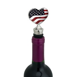US American Flag Stars and Stripes Waving United States USA Heart Love Wine Bottle Stopper