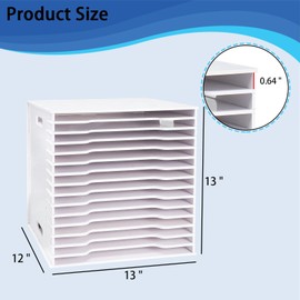 SANFURNEY Scrapbook Paper Organizer for Sizes 12" x 12", 15 Slots File Sorter Storage, Document Holder, Desktop Scrapbook Paper Organizer Rack for Home Office School (White, 15 Slots - Standard Size)