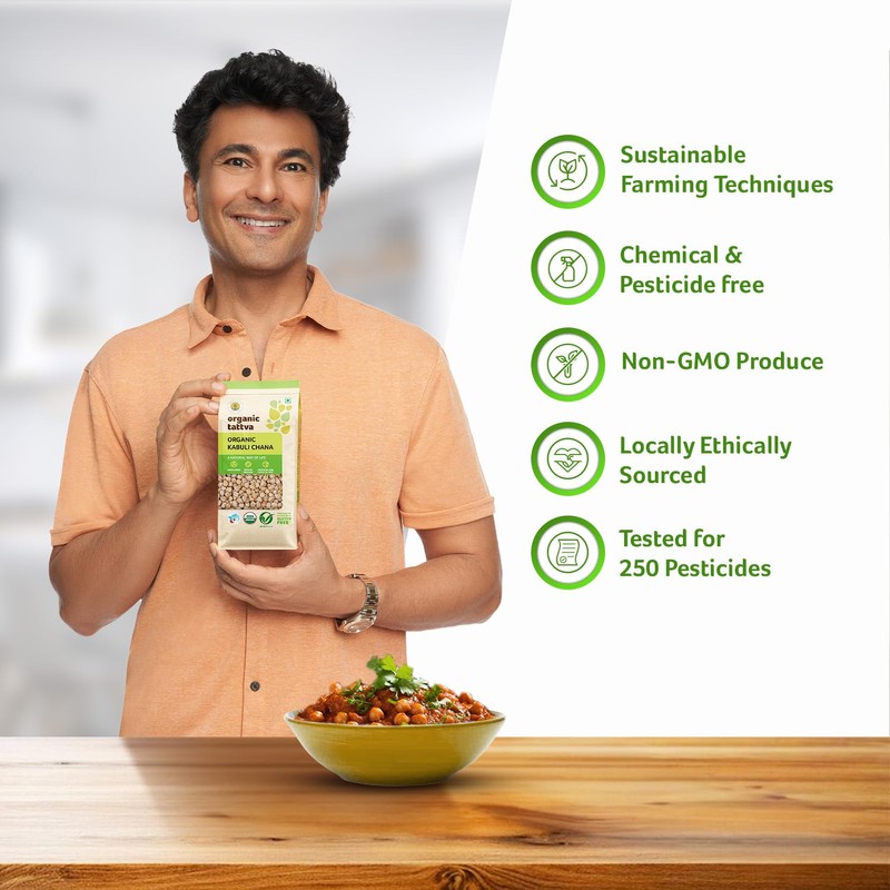Organic Tattva Chick Peas (Kabuli Chana) Chickpeas, 500g USDA Certified