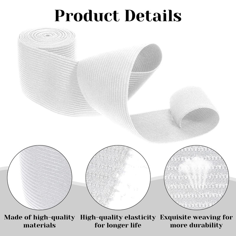White Elastic Band for Sewing 3 Inch Wide Knit Bands