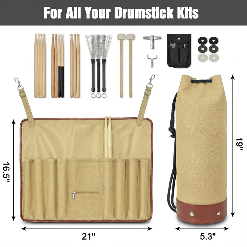 FEILOONG Drum Stick Bag, Crossbody Shoulder Strap Portable Vintage Drumstick