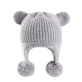 YAMEE Winter Hat Warm Baby with Earflap Windproof Beanie for Children Light with Soft Polar Fleece Lining, Knitted Hat for Girls Boys with Bear Ears, Beanie Hat Unisex Baby for Outdoor Activities,