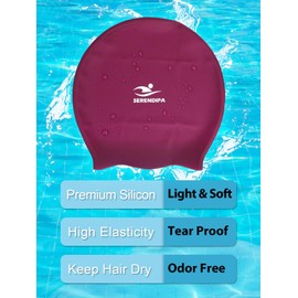 SERENDIPA Extra Large Swim Cap for Braids and Dreadlocks, Adult Black Women Swimming Cap for Braids and Dreads Long Locs Hair (Windsor Wine, L-Large)